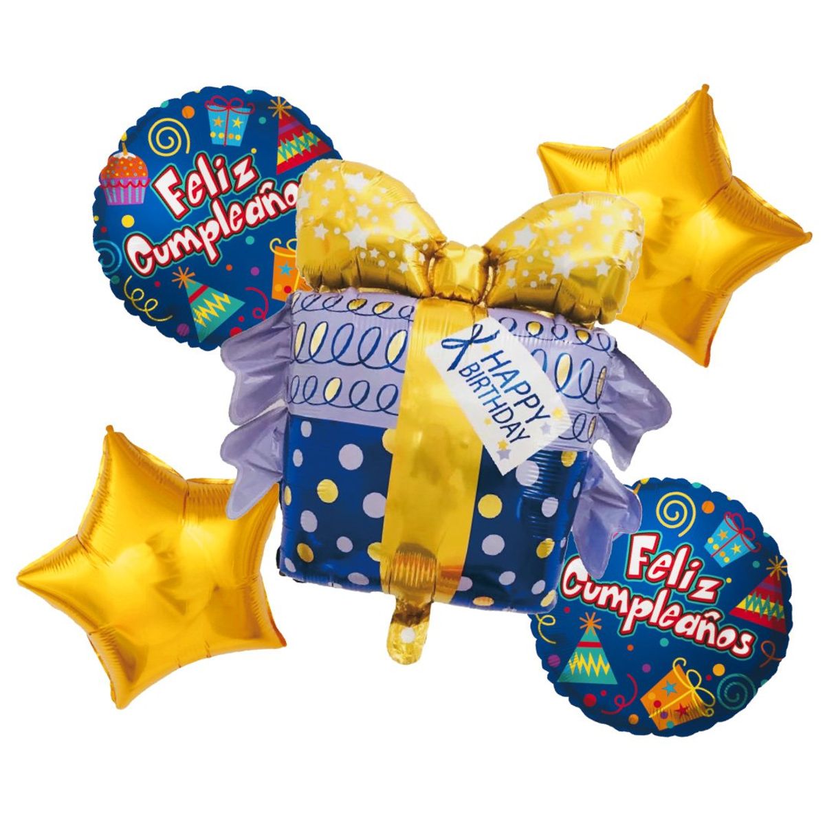 GENERICO - SET 5 GLOBO FELIZ CUMPLE REGALO X1 UNI