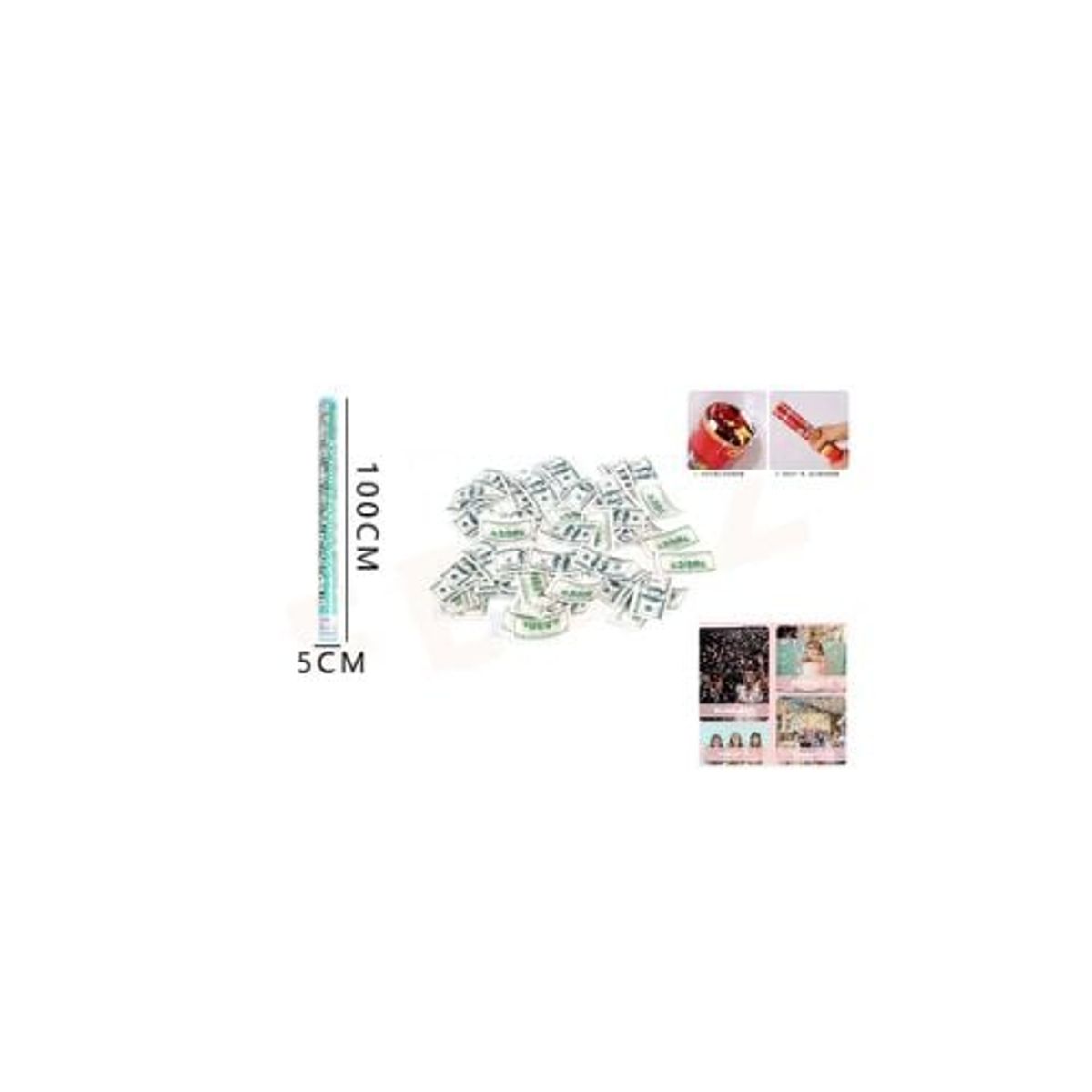 GENERICO - Lanza Confeti Diseño Dólar 100 Cm