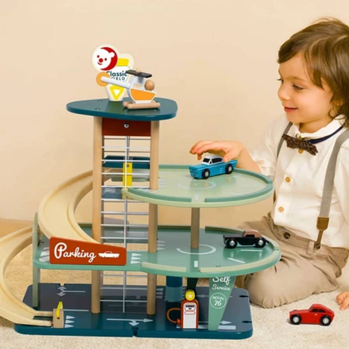 KIDSCOOL - Juego Didáctico Gran Estacionamiento Vintage