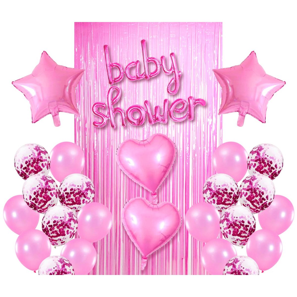 GENERICO - SET CORTINA GLOBO BABY SHOWER ROSADO X1 UNI