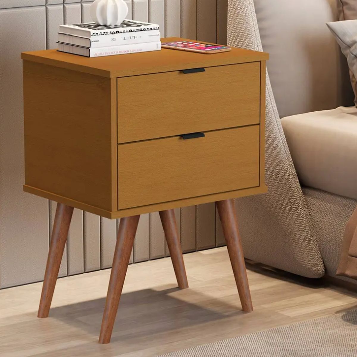 BE DESIGN - Velador Caramelo Luxor 2 Cajones