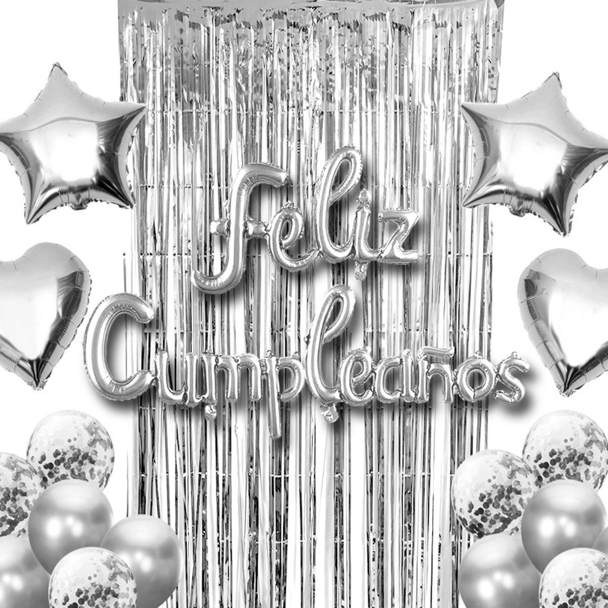 GENERICO - SET CORTINA GLOBO F.C PLATEADO X1 UNI