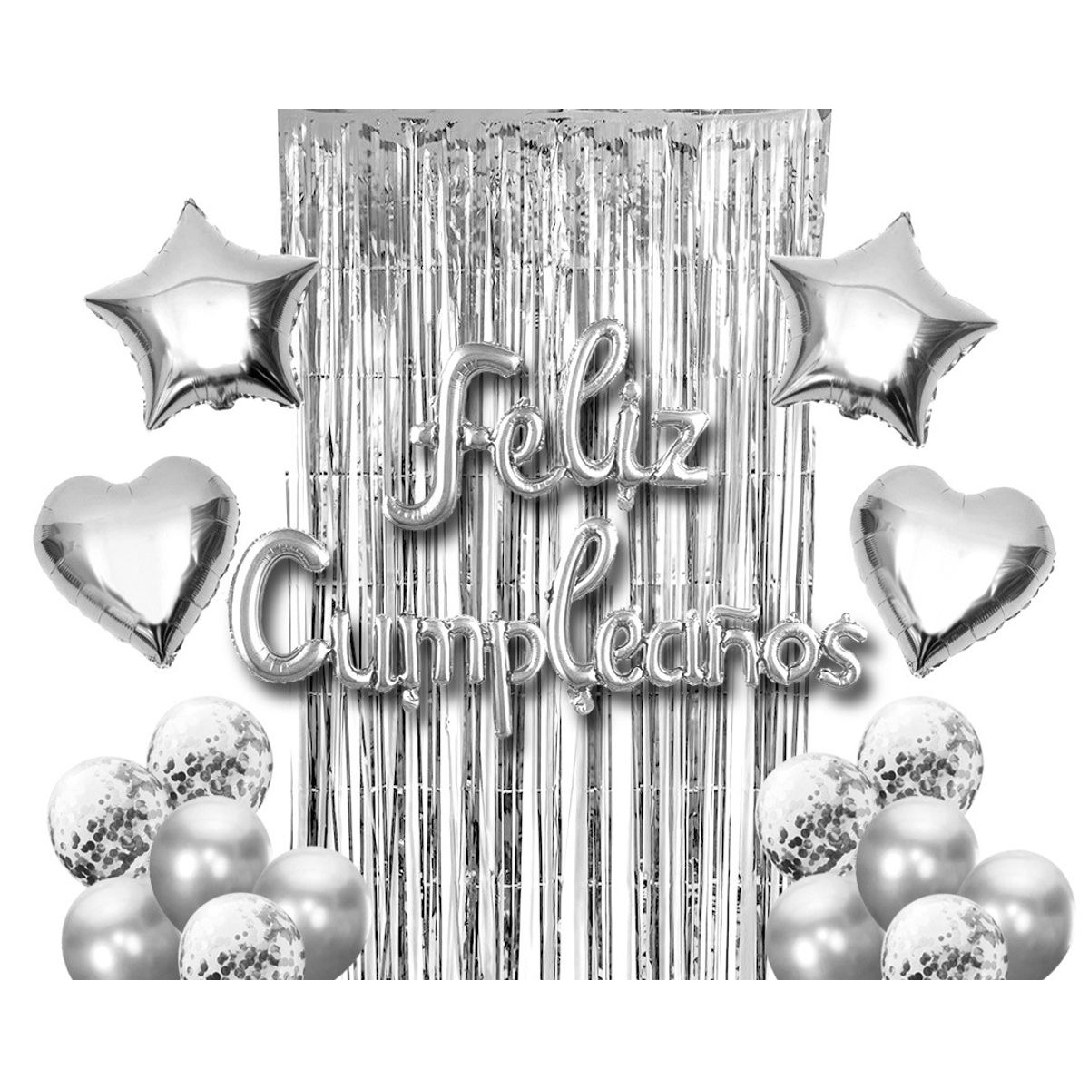 GENERICO - SET CORTINA GLOBO F.C PLATEADO X1 UNI