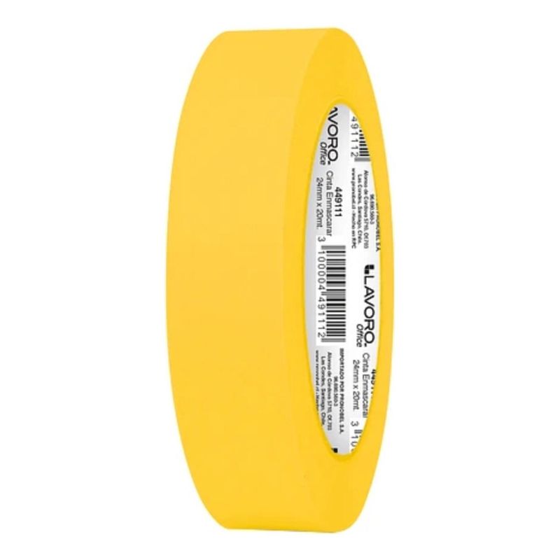 LAVORO - Cinta Enmascarar Masking Tape Color 24mmx20m 9 unid Amarillo