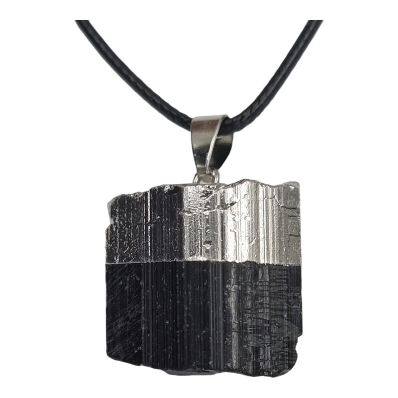 GENERICO - Collar Colgante Piedra Natural Turmalina Negra