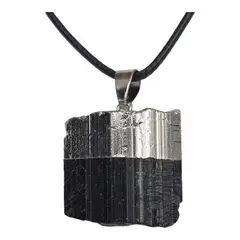 GENERICO - Collar Colgante Piedra Natural Turmalina Negra