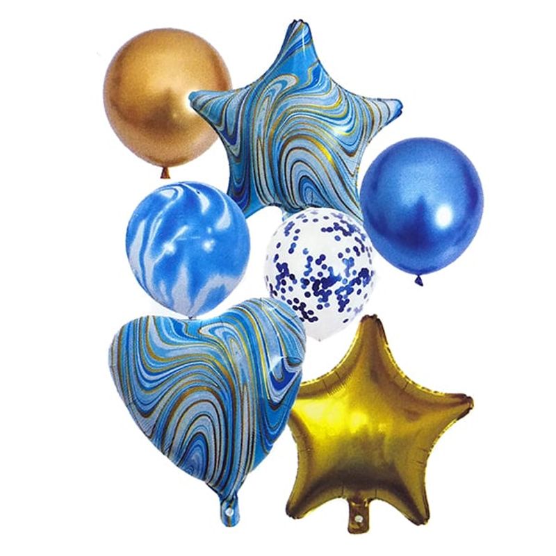 GENERICO - SET GLOBO METALICO CELESTE CREMA X 1 SET