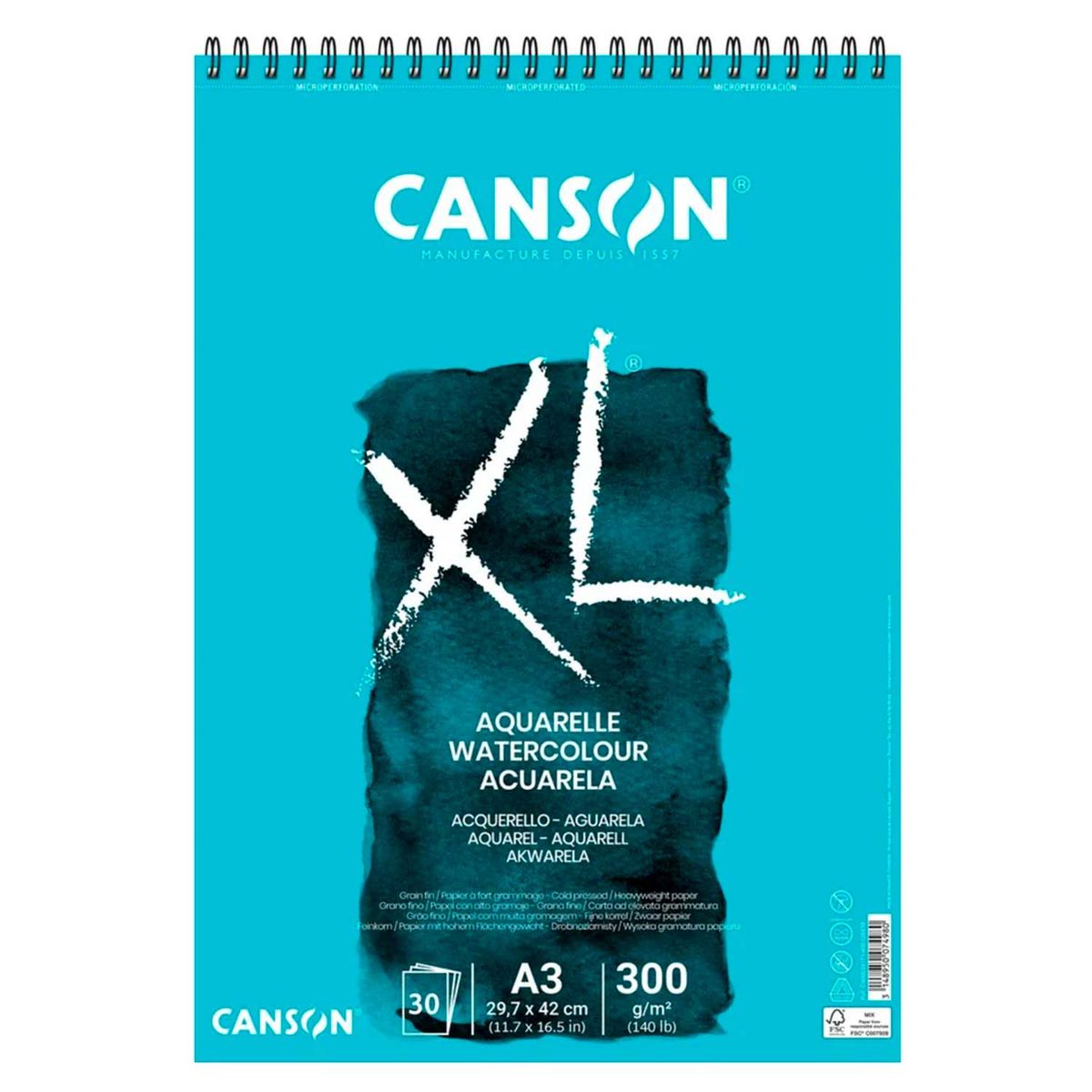CANSON - Croquera Canson XL Aquarelle 300gr 30 hjs A3 (29.7x42cm)