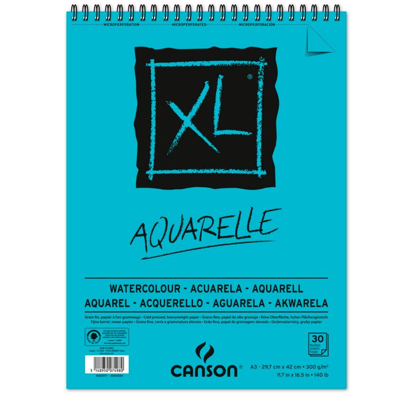CANSON - Croquera Canson XL Aquarelle 300gr 30 hjs A3 (29.7x42cm)