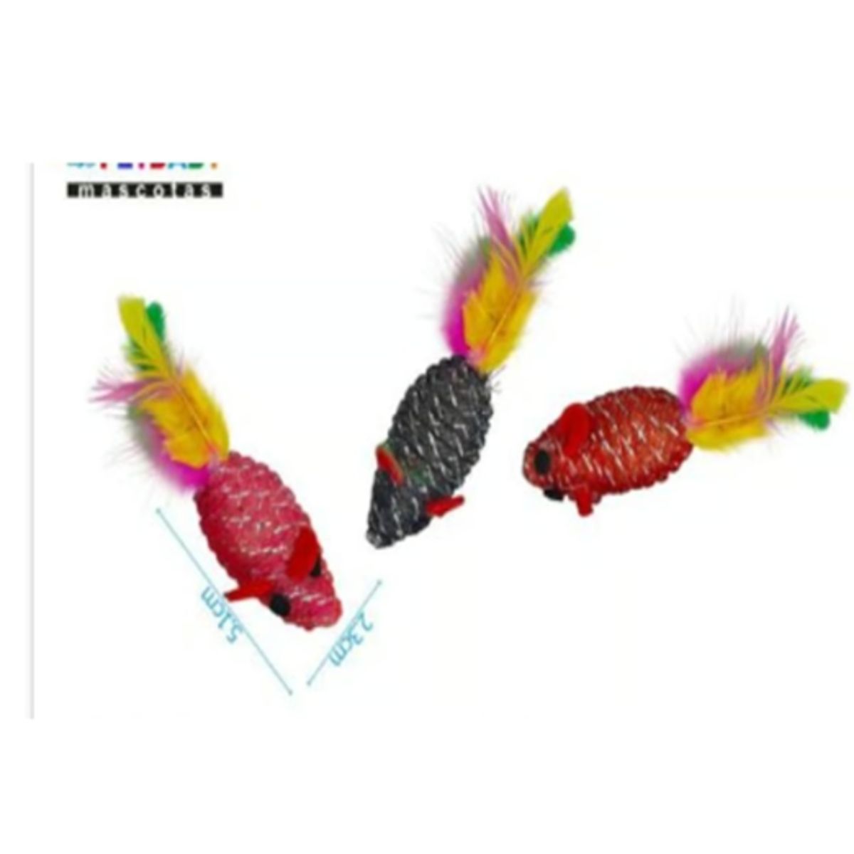 GENERICO - Juguete Para Gato Diseño Ratón Colores Surtidos Plumas