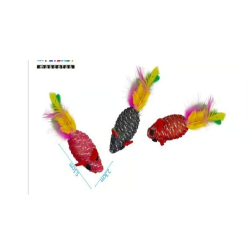 GENERICO - Juguete Para Gato Diseño Ratón Colores Surtidos Plumas
