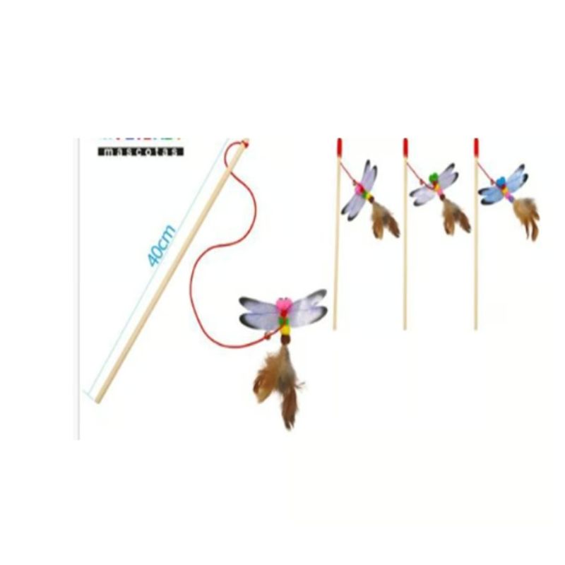 GENERICO - Juguete Gato Mimo Varilla 40cm Colores Diseño Libélula