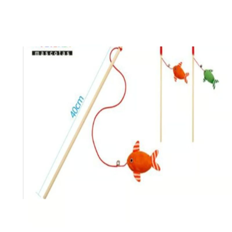 GENERICO - Juguete Gato Mimo Varilla 40cm Colores Surtidos Diseño Pez