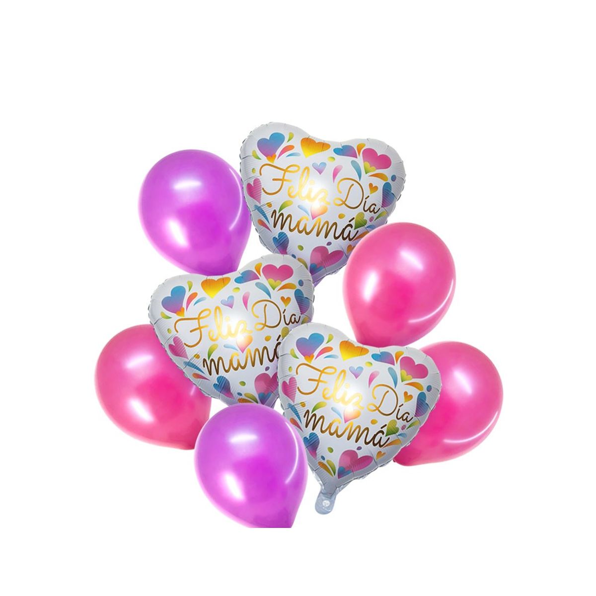 GENERICO - SET GLOBO METALICO FLIZ DIA MAMA HEARTS X1 SET
