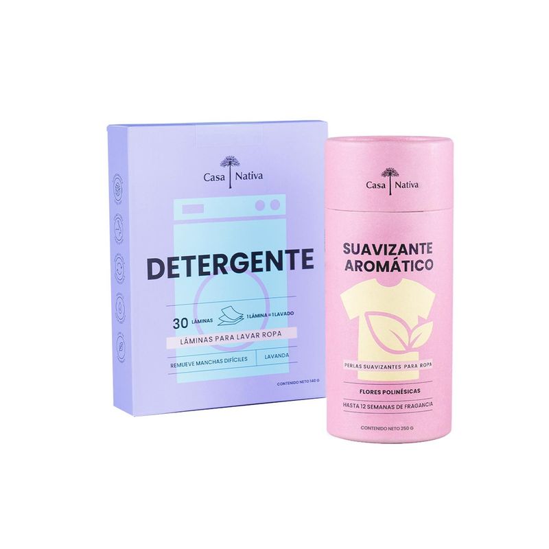CASA NATIVA - Pack Detergente Láminas Lavanda y Suavizante Flores Pol ...