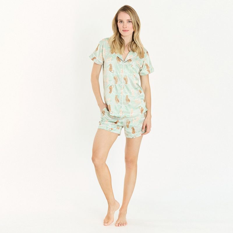 BARBIZON - Pijama de Mujer Roma Short Verde Estampado