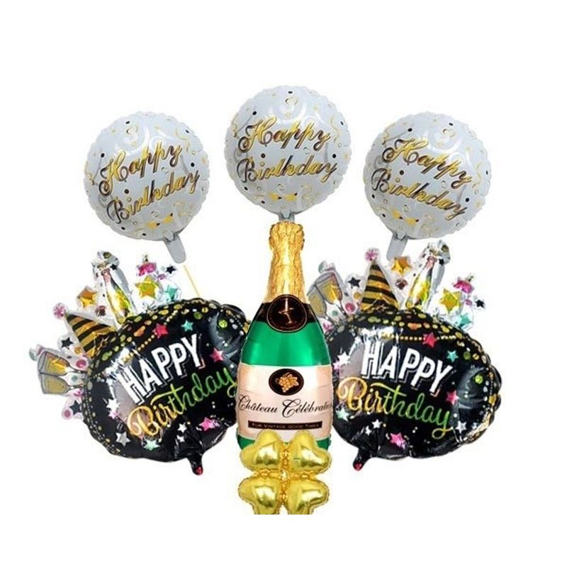 GENERICO - SET GLOBO METALICO HBD CHAMPAGNE X1 SET