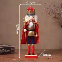 GENERICO - DECORACIÒN NAVIDEÑA CASCANUECES MADERA CON TRAJE DE TERCIOPELO- ROJO