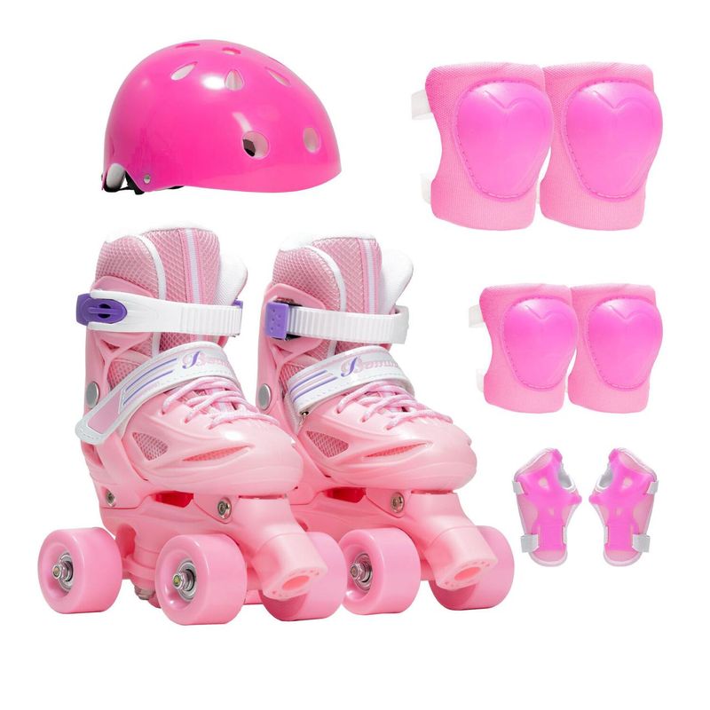 FROM MEIGGS - Patines 4 Ruedas de Niña Talla 26 a 29 Casco y protecciones