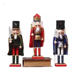 GENERICO - DECORACIÒN NAVIDEÑA CASCANUECES MADERA CON TRAJE DE TERCIOPELO- AZUL