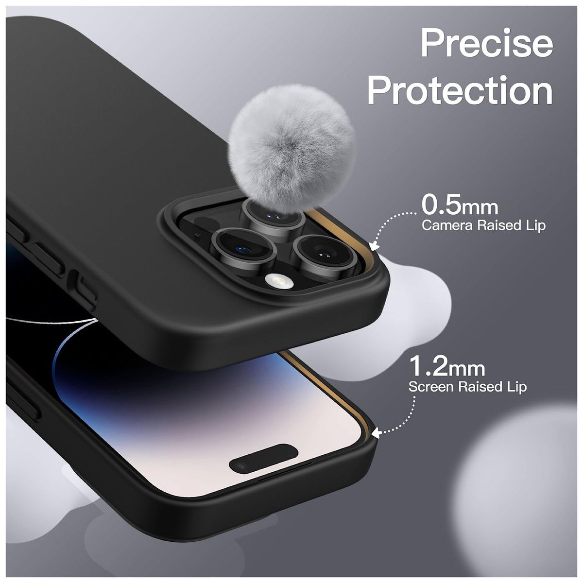 GENERICO - Carcasa De Silicona Para iPhone 14 Pro Max-Negro