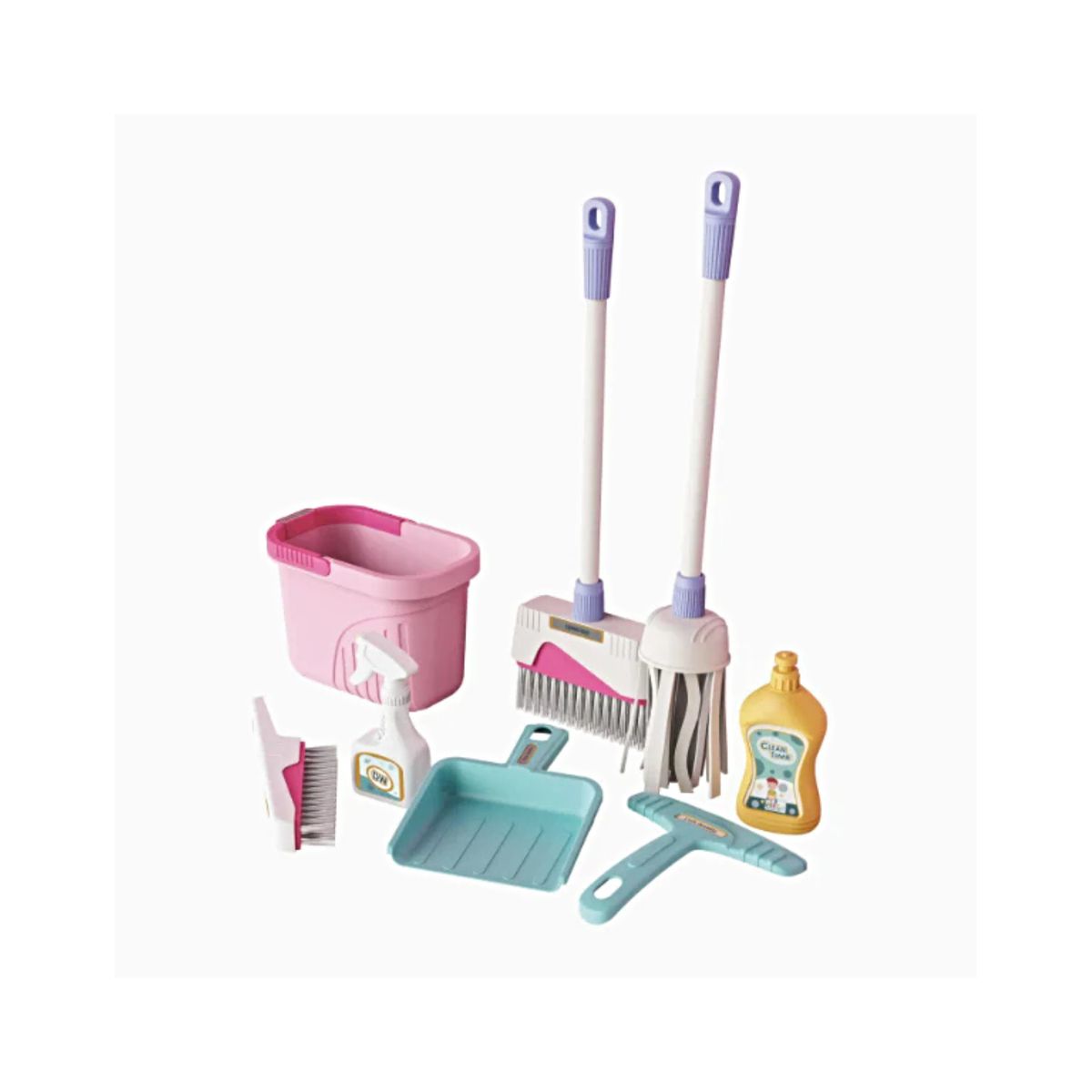 GENERICO - MINI SET DE LIMPIEZA  ROSA 8 PZS