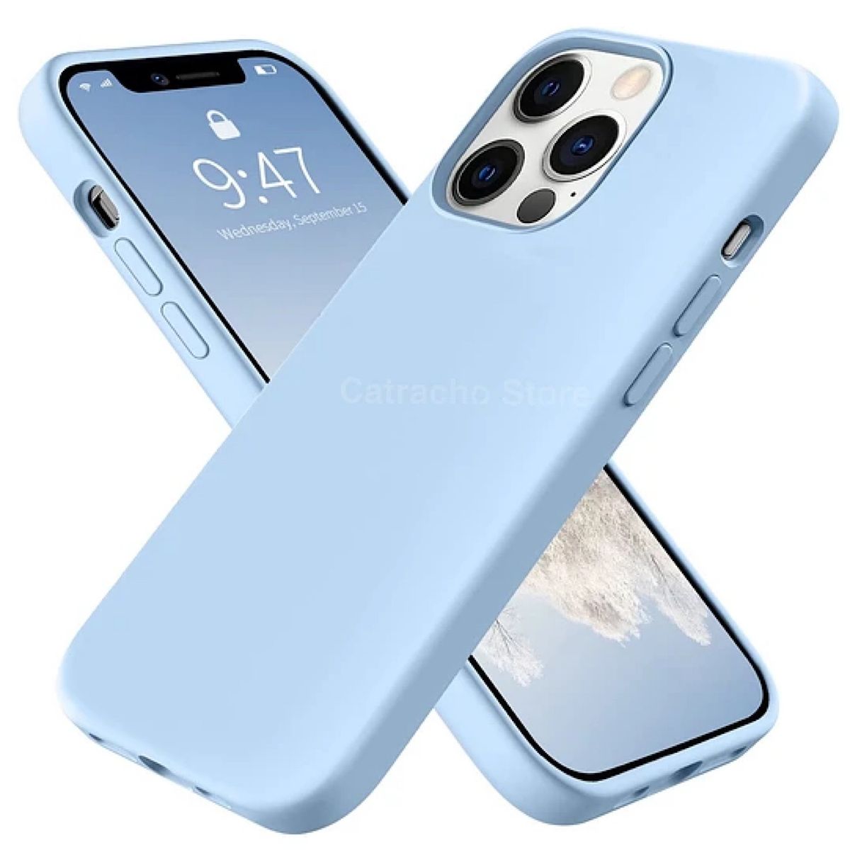 GENERICO - Funda De Silicona Para iPhone 14 Pro - Azul Cielo