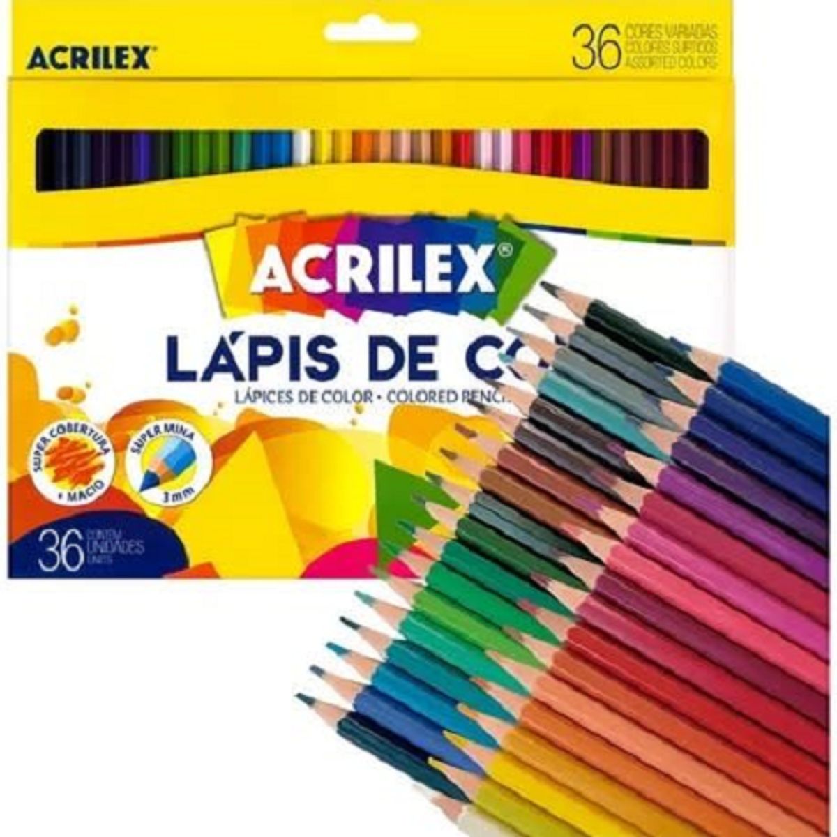 GENERICO - Acrilex Lapices De Colores - 36 Colores - Super Mina 3mm