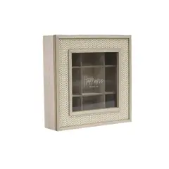 GENERICO - Caja De Té 9 Divisiones Tapa Con Diseño Decorativa Decohogar - Cafe