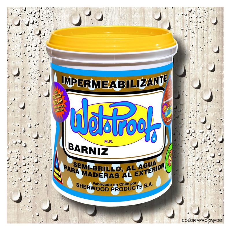 WETPROOF - BARNIZ PROTECTOR MADERA IMPERMEABILIZANTE WET PROOF® INCOLORO 1 GALON