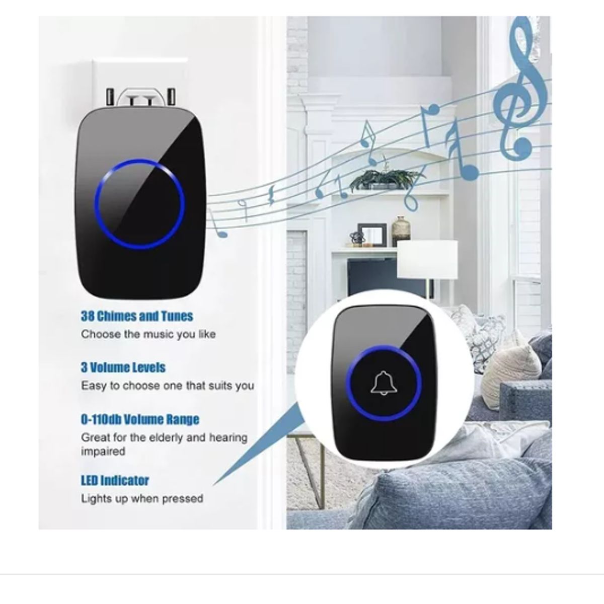 GENERICO - Timbre Inalámbrico Portátil Para Exteriores