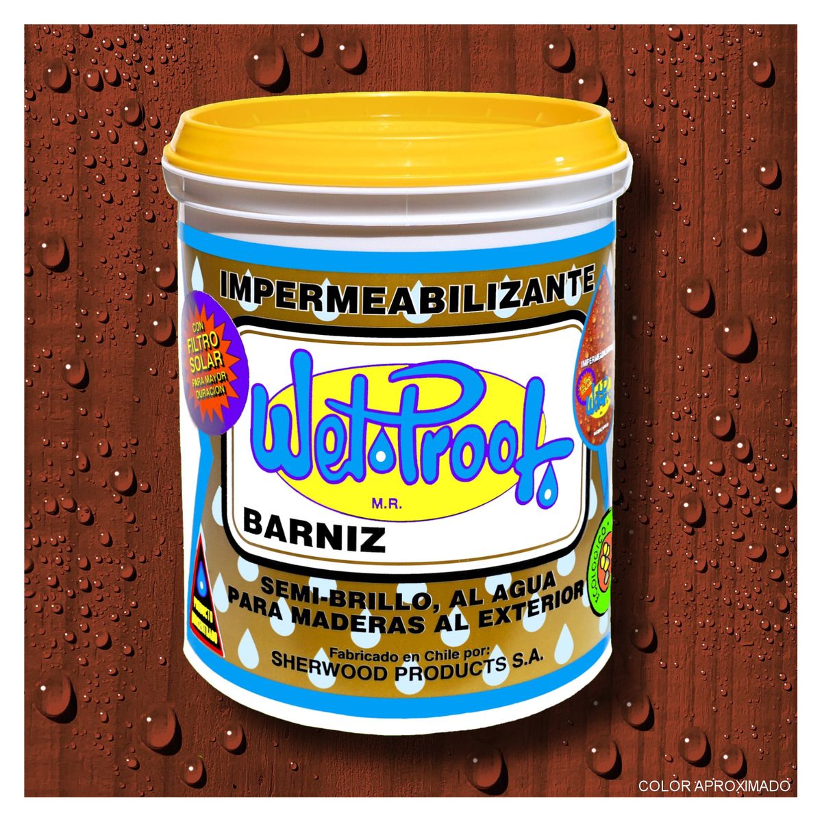 WETPROOF - BARNIZ MADERAS EXTERIOR IMPERMEABILIZANTE WET PROOF® CAOBA 1 GALON