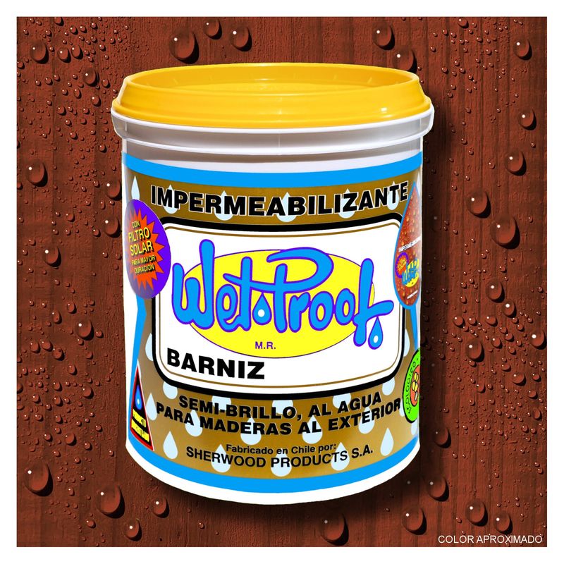 WETPROOF - BARNIZ PARA MADERA IMPERMEABILIZANTE WET PROOF® CAOBA 1 GALON