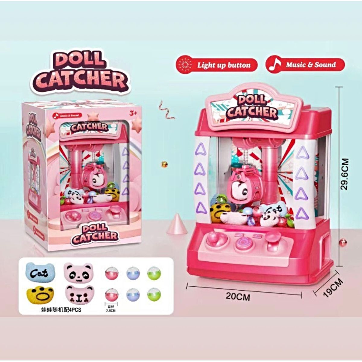 GENERICO - MINI MAQUINA ATRAPA PELUCHES COLOR ROSADA