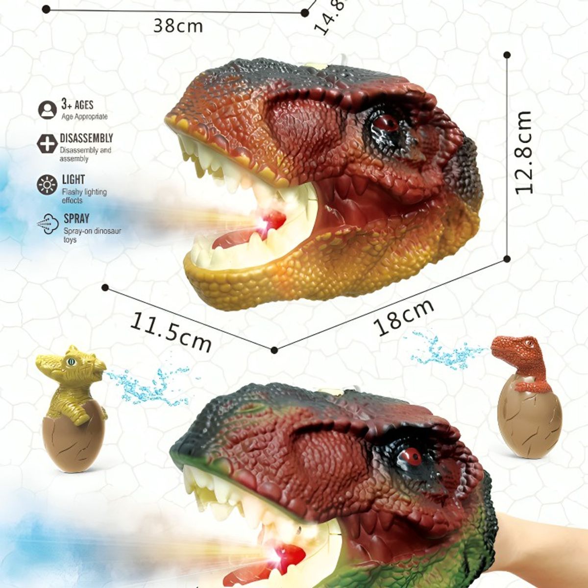 OEM - Set 2 Dinosaurio musical tira vapor
