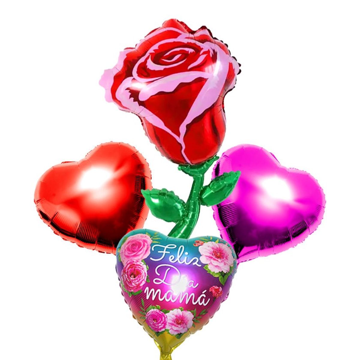 GENERICO - SET GLOBO METALICO ROSA FELIZ DIA MAMA X1 SET