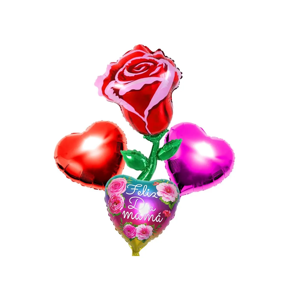 GENERICO - SET GLOBO METALICO ROSA FELIZ DIA MAMA X1 SET