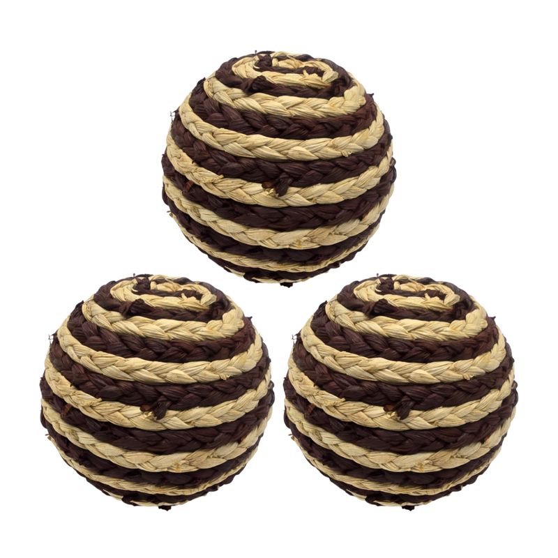 GENERICO - Set 3 Esferas De Yute Cuerda Para Decoracion Pelota Beige