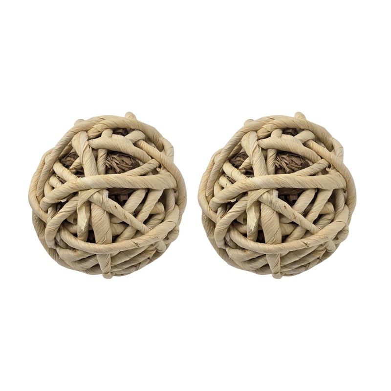 GENERICO - Set 2 Esferas De Fibra Cuerda Para Decoracion Pelota Marron