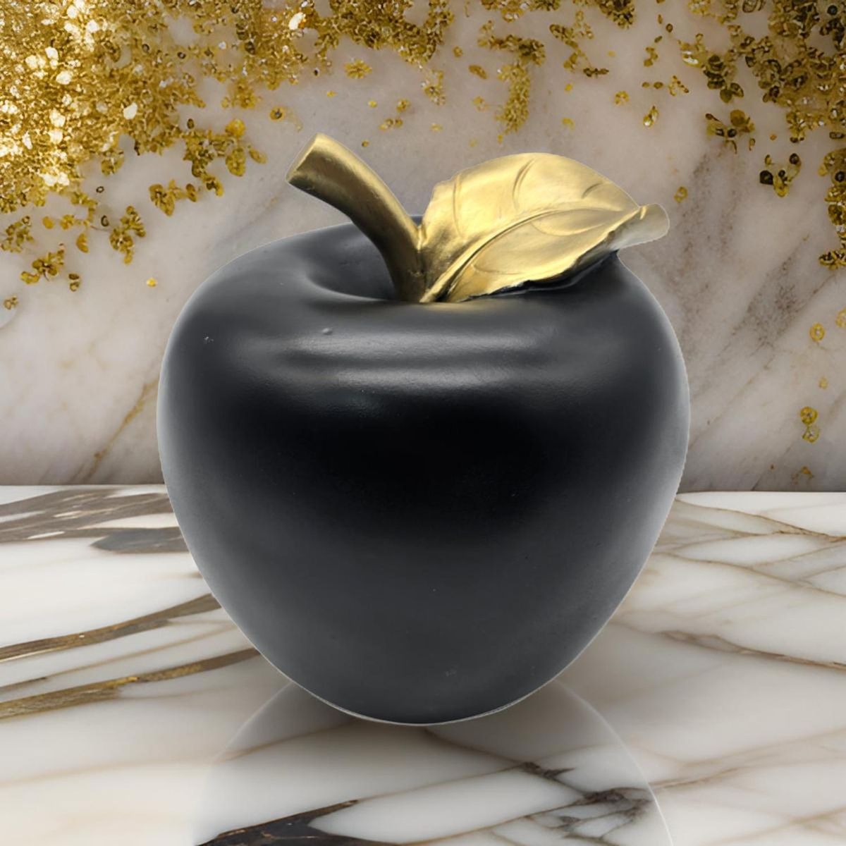 GENERICO - Figura Adorno De Manzana Negra Decorativa En Resina Moderna