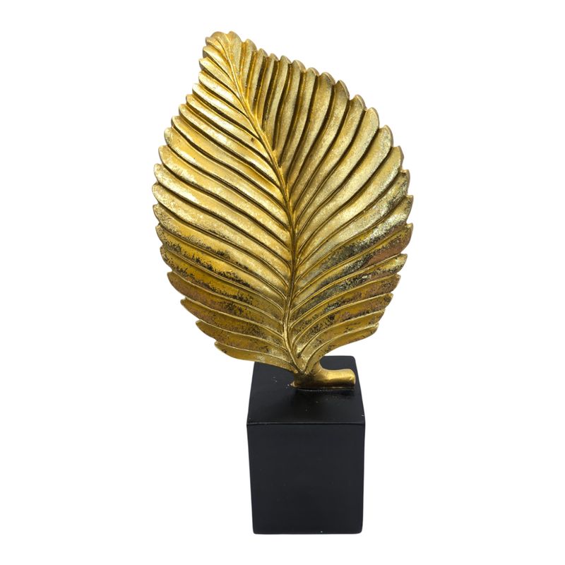 GENERICO - Figura Adorno De Hoja Dorada Decorativa En Resina Moderna M