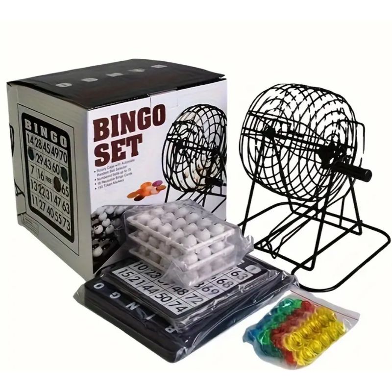 GENERICO - Bingo Tombola Metalico + Fichas + Bolitas