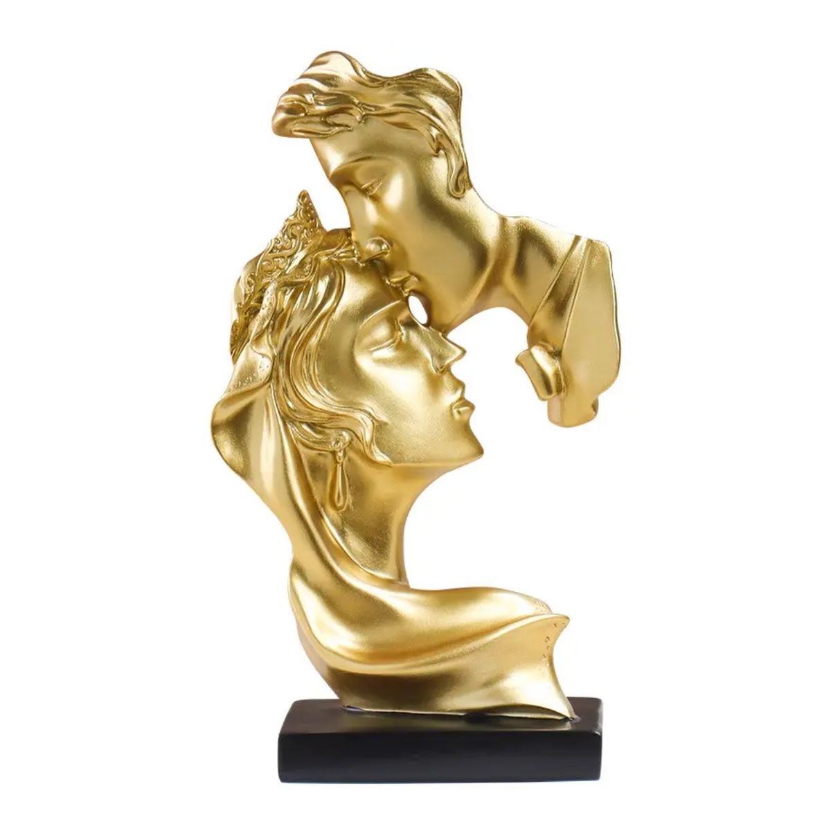 GENERICO - Escultura Romantica De Amor Pareja Beso De Resina Dorado