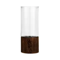GENERICO - Florero Decorativo De Vidrio Cristal Liso Base de Madera