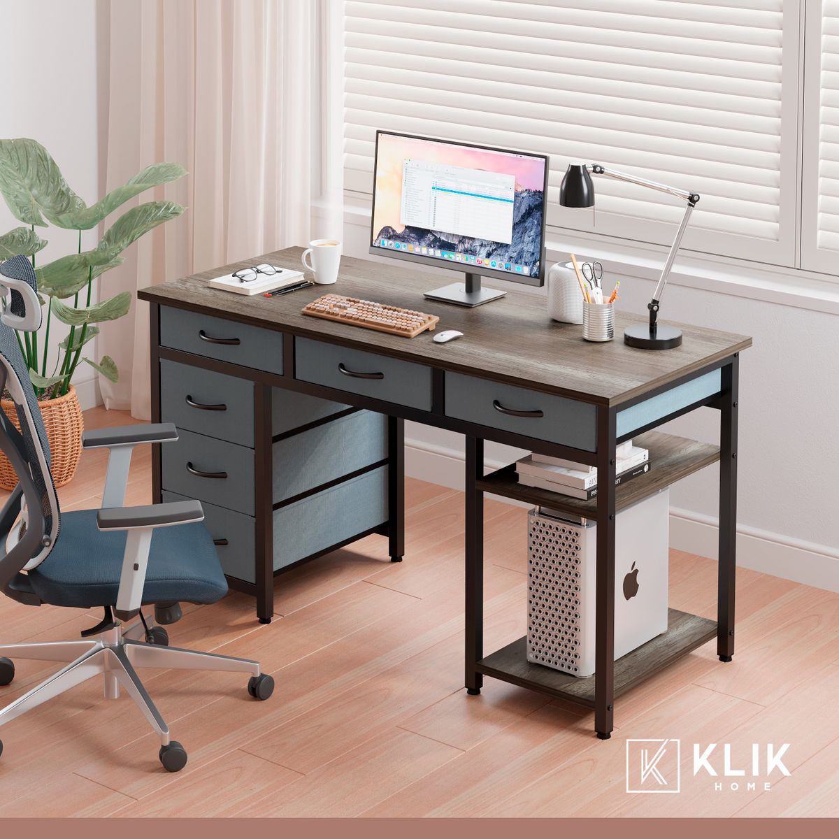 KLIK - Escritorio Ejecutivo Seis Cajones 140cm