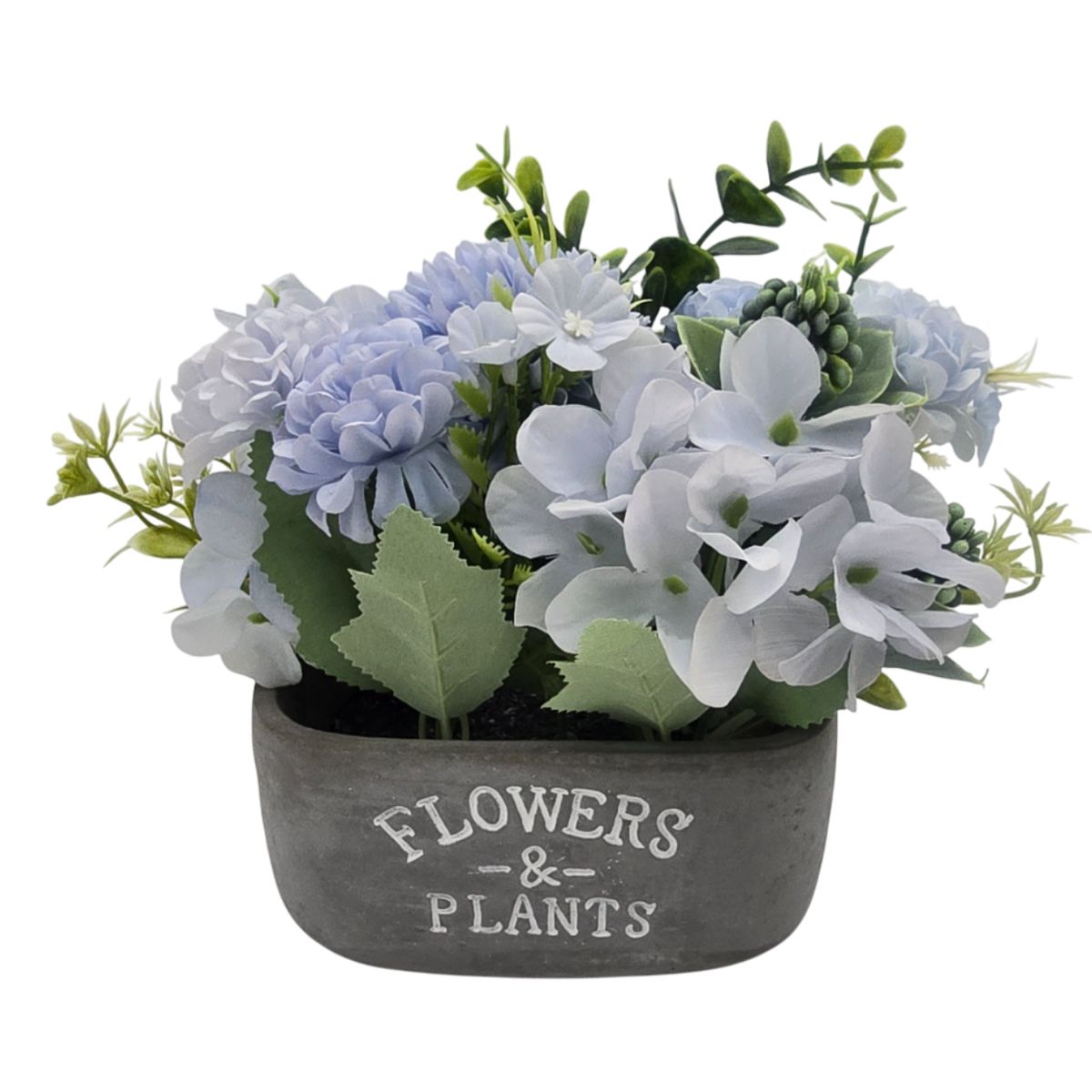 GENERICO - Planta Artificial Macetero De Cemento Flowers And Plants - Celeste.