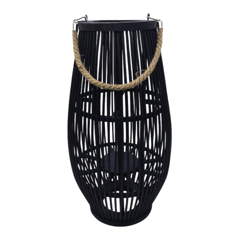 GENERICO - Candelabro De Bambu Negro Porta Vela Nordico Farol 50 CM
