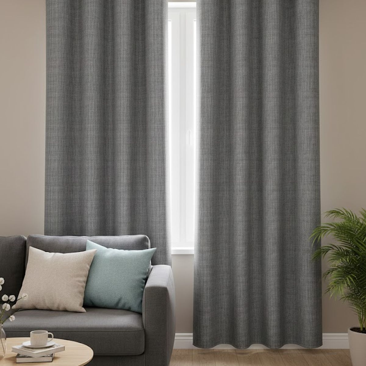 DIANA - CORTINAS 100% BLACKOUT 2 LIENZO ENGOMADA 140X230 C/U COLOR GRIS OSCURO.