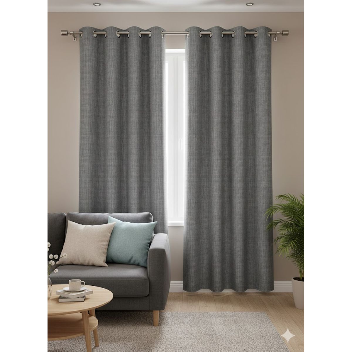 DIANA - CORTINAS 100% BLACKOUT 2 LIENZO ENGOMADA 140X230 C/U COLOR GRIS OSCURO.