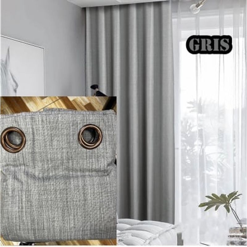 DIANA - Set Corttinas 2 Paños Engomadas Texturizada 140X230CM GRIS
